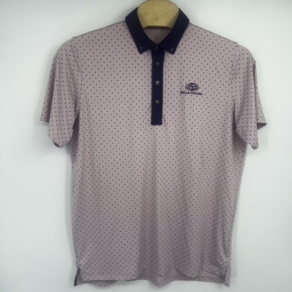 Greyson Men's XL "Bella Collina" Lavender Navy Micro Print Stretch Polo Shirt